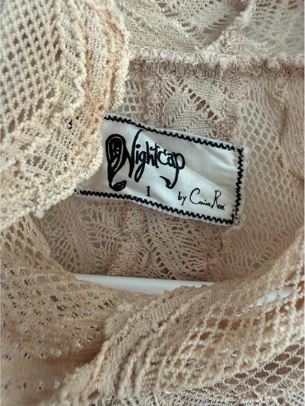 Nightcap by Carisa René Nude Blush French Lace Mesh Turtleneck Dress Sz 1 XS/S - Picture 3 of 6